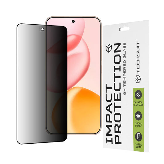 Film de protection d'écran Privacy Techsuit pour Honor 400, Verre Trempé, Full Glue, 111D