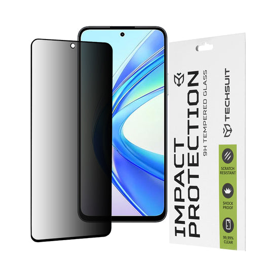 Film de protection d'écran Privacy Techsuit pour Honor X7b 5G / 90 Smart / X7b 4G, Verre Trempé, Full Glue, 111D