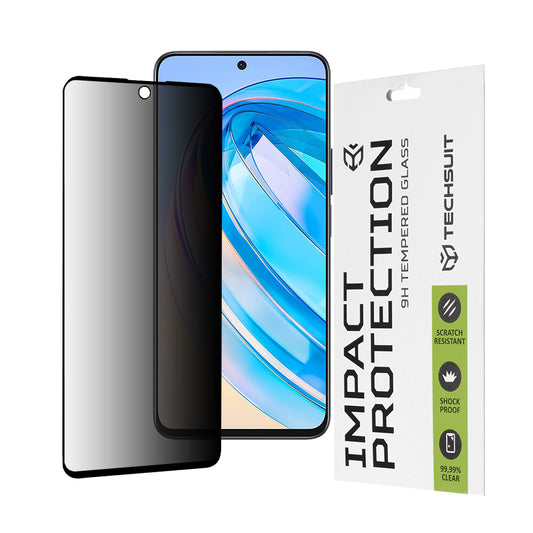 Film de protection d'écran Privacy Techsuit pour Honor X8a / X8 4G, Verre Trempé, Collage Complet, 111D