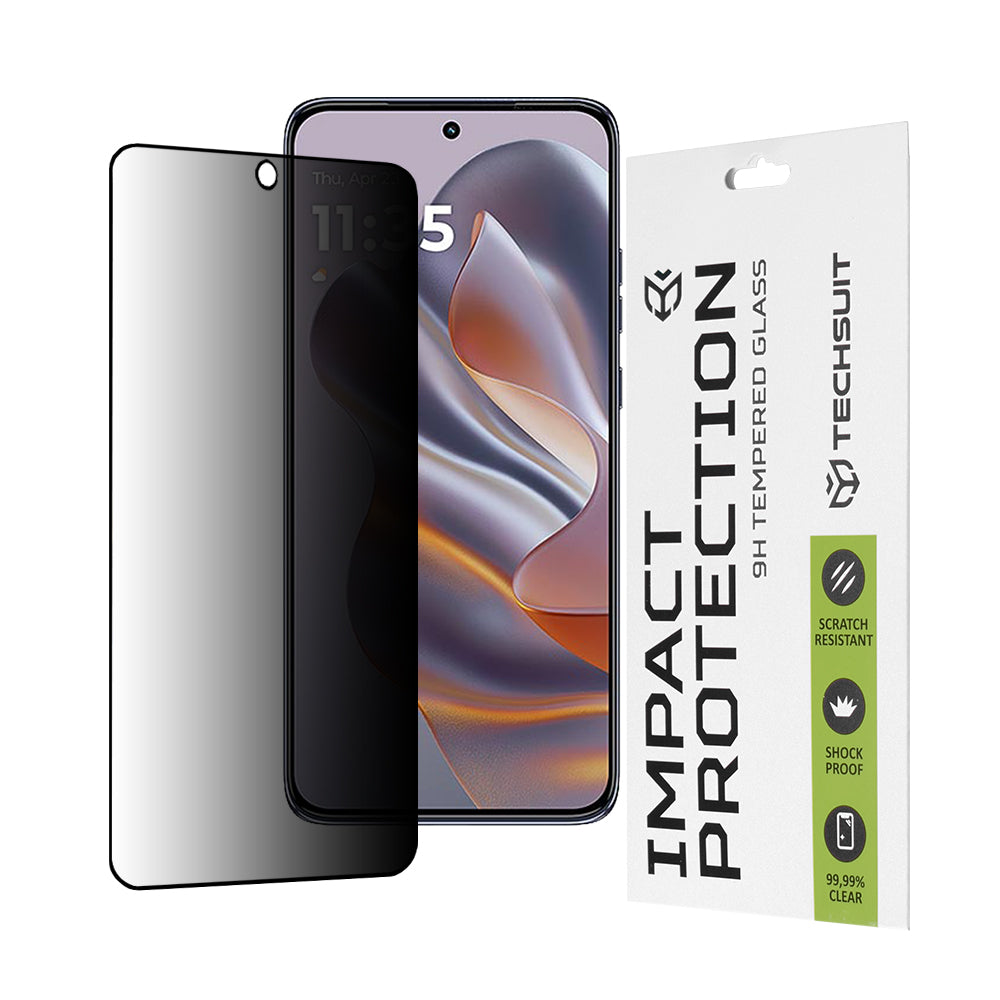 Film de protection d'écran Privacy Techsuit pour Motorola Edge 50 Neo, Verre Trempé, Full Glue, 111D