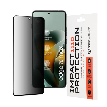 Film de protection d'écran Privacy Techsuit pour Motorola Edge 70 Max, Verre Trempé, Full Glue, 111D
