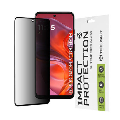 Film de protection d'écran Privacy Techsuit pour Motorola Moto E15 / G05, Verre Trempé, Full Glue, 111D