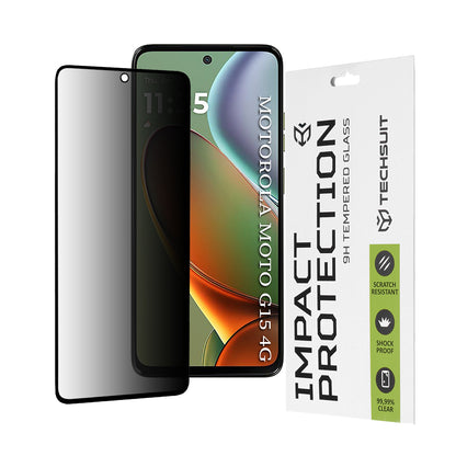 Film de protection d'écran Privacy Techsuit pour Motorola Moto G15 / G15 Power, Verre Trempé, Collage Complet, 111D