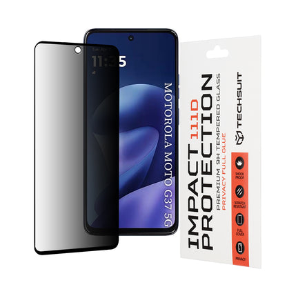 Film de protection d'écran Privacy Techsuit pour Motorola Moto G47 / G37 Power / G37, Verre Trempé, Full Glue, 111D