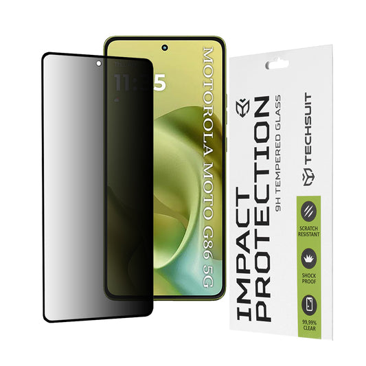 Film de protection d'écran Privacy Techsuit pour Motorola Moto G86, Verre Trempé, Full Glue, 111D