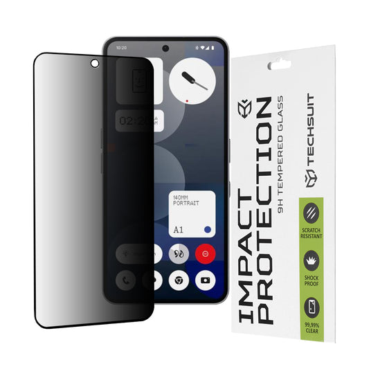 Film de protection d'écran Privacy Techsuit pour Nothing Phone (3a) / Phone (3a) Pro, Verre Trempé, Full Glue, 111D