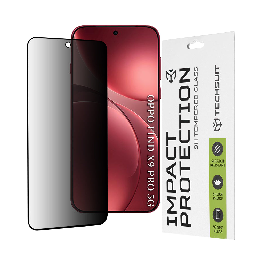 Film de protection écran Privacy Techsuit pour Oppo Find X9 Pro, Verre Trempé, Full Glue, 111D