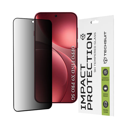Film de protection écran Privacy Techsuit pour Oppo Find X9 Pro, Verre Trempé, Full Glue, 111D