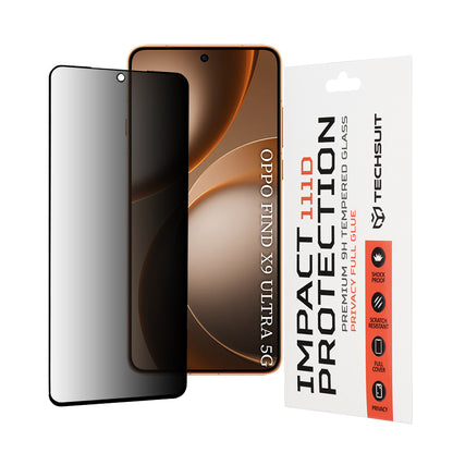 Film de protection d'écran Privacy Techsuit pour Oppo Find X9 Ultra, Verre Trempé, Full Glue, 111D