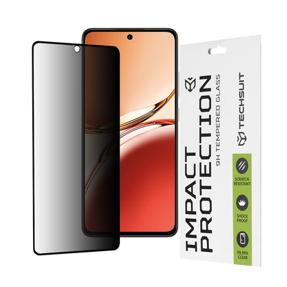 Privacy Techsuit Screen Protector for Oppo Reno12 FS 5G / Reno12 FS 4G / Reno12 F 4G / Reno12 F, Tempered Glass, Full Glue, 111D