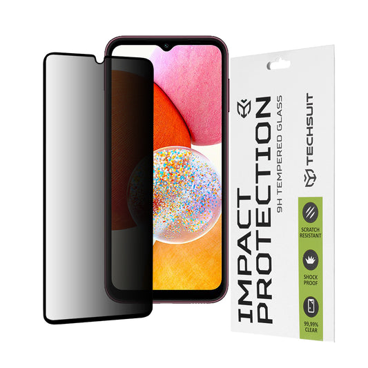 Film de protection d'écran Privacy Techsuit pour Samsung Galaxy A14 A145 / A14 5G A146, Verre Trempé, Full Glue, 111D
