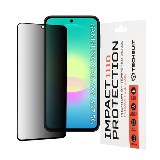 Film de protection d'écran Privacy Techsuit pour Samsung Galaxy A27 5G, Verre Trempé, Full Glue, 111D