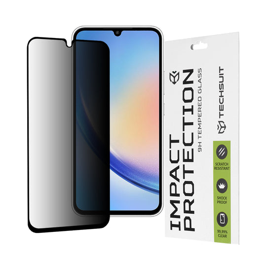 Film de protection d'écran Privacy Techsuit pour Samsung Galaxy A34 A346, Verre Trempé, Collage Complet, 111D