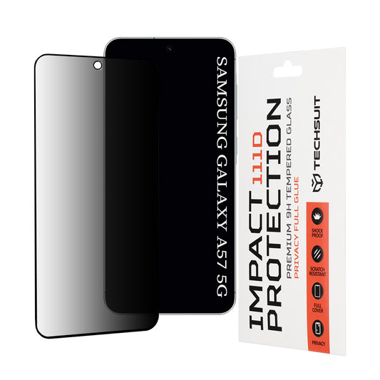 Film de protection écran Privacy Techsuit pour Samsung Galaxy A57 5G, Verre Trempé, Full Glue, 111D