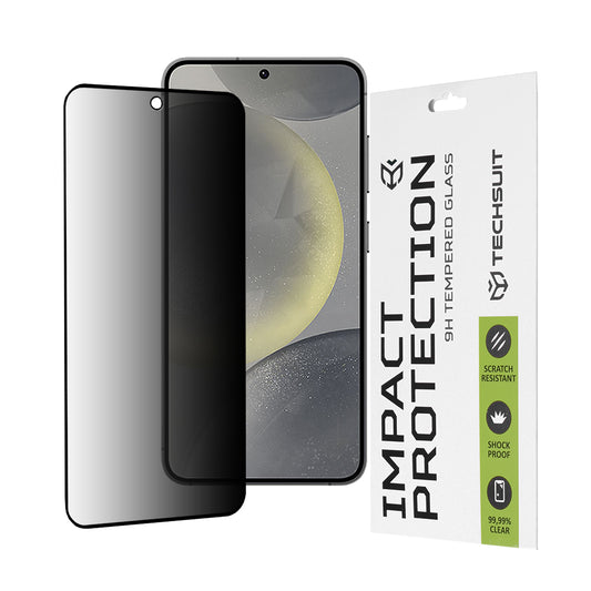 Film de protection d'écran Privacy Techsuit pour Samsung Galaxy S25 S931 / S24 S921, Verre Trempé, Full Glue, 111D