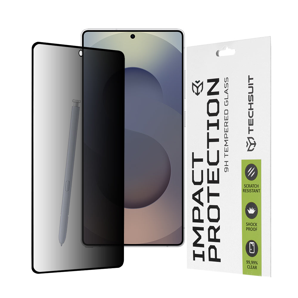 Film de protection d'écran Privacy Techsuit pour Samsung Galaxy S25 Ultra S938, Verre Trempé, Collage Complet, 111D
