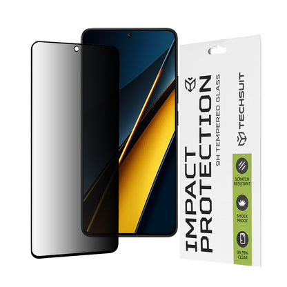 Privacy Techsuit Screen Protector for Xiaomi Poco X6 Pro, Tempered Glass, Full Glue, 111D
