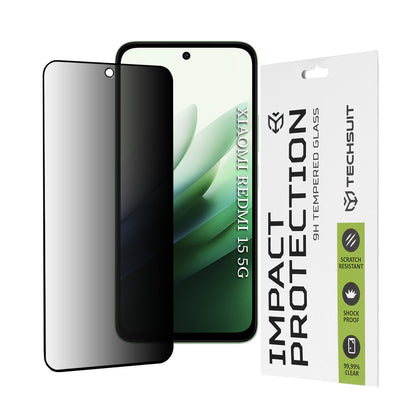 Film de protection d'écran Privacy Techsuit pour Xiaomi Redmi 15 5G / 15 4G, Verre Trempé, Collage Complet, 111D