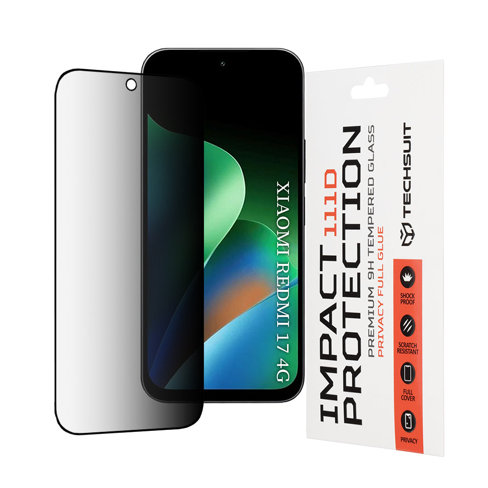 Film de protection d'écran Privacy Techsuit pour Xiaomi Redmi 17 5G / 17 4G, Verre Trempé, Full Glue, 111D