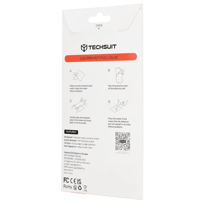 Film de protection écran Privacy Techsuit pour Xiaomi Redmi Note 15 Pro 5G, Verre Trempé, Full Glue, 111D