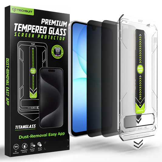 Film de protection d'écran Privacy Techsuit TitanGlass CrystalHD pour Samsung Galaxy A17 5G / A16 5G A166, Verre Sécurisé, Collage Complet, Lot de 2 pièces
