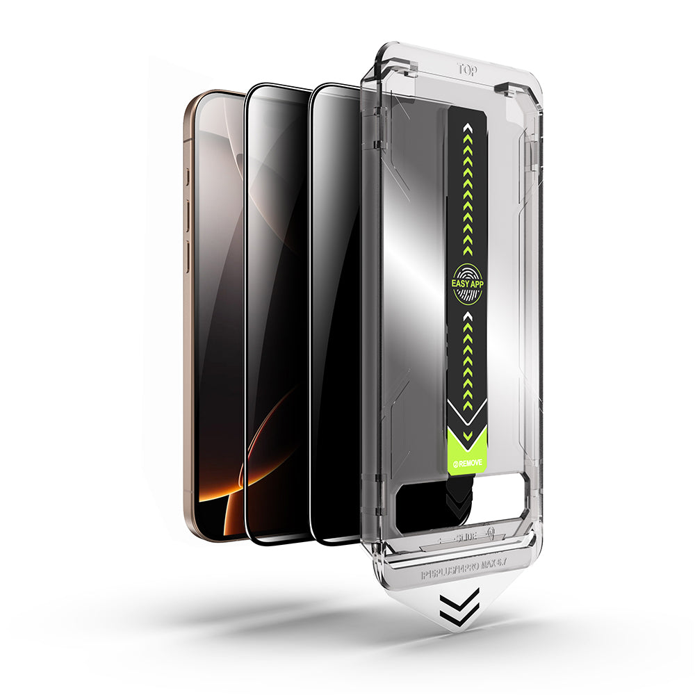 Film de protection d'écran Privacy Techsuit TitanGlass pour Apple iPhone 15 Pro Max, Verre Sécurisé, Full Glue, Set de 2 pièces