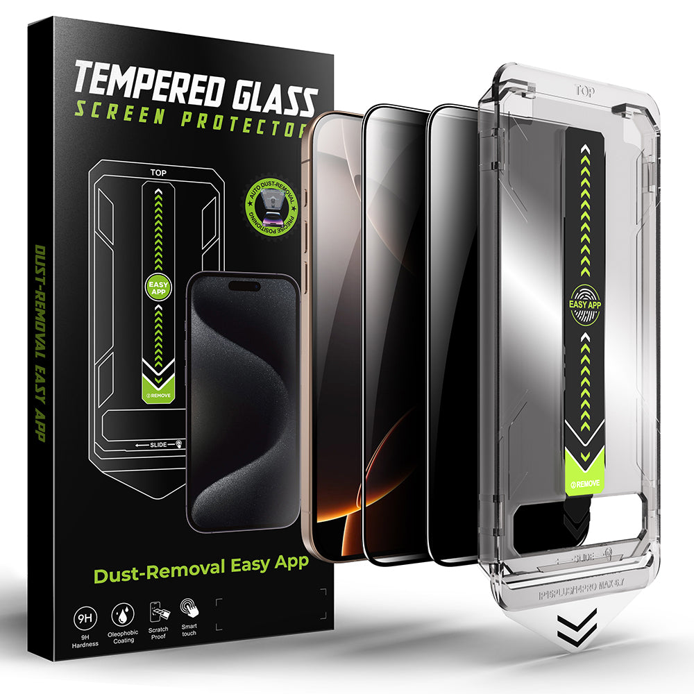 Privacy Screen Protector Techsuit TitanGlass for Apple iPhone 17 Pro Max, Tempered Glass, Full Glue, Set of 2 Pieces