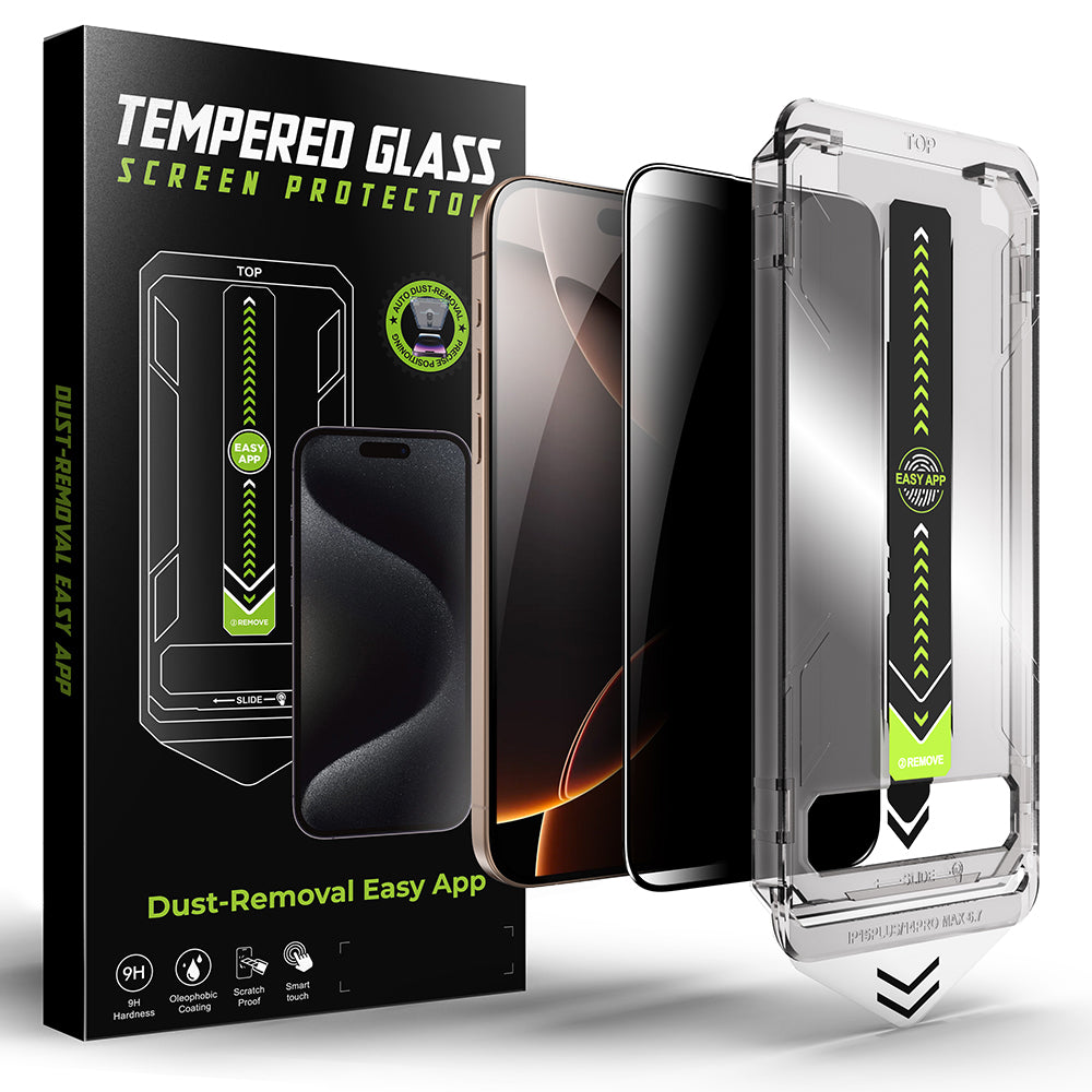 Privacy Screen Protector Techsuit TitanGlass for Apple iPhone 17 Pro, Tempered Glass, Full Glue