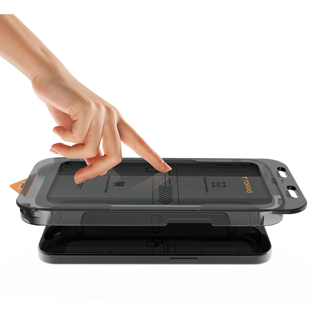 Film de protection Écran Privacy Torras GlassGo Install Master pour Apple iPhone 16 Plus, Verre Trempé, Full Glue