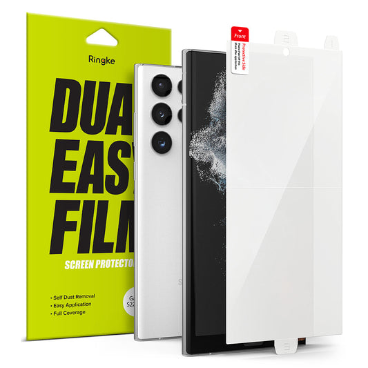 Film de protection d'écran Ringke Dual Easy pour Samsung Galaxy S22 Ultra 5G S908, Plastique, Lot de 2 pièces