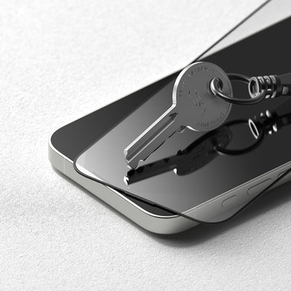 Film de protection d'écran Ringke Easy Slide pour Apple iPhone 17e / 16e / 14 / 13 Pro, Verre trempé, Collage complet, Lot de 2 pièces, Noir