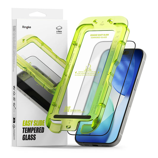 Film de protection d'écran Ringke Easy Slide pour Apple iPhone 17, Verre trempé, Collage intégral, Lot de 2 pièces