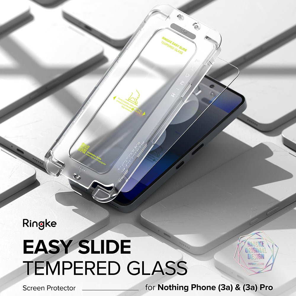 Film de protection d'écran Ringke Easy Slide pour Nothing Phone (3a) / Phone (3a) Pro, Verre trempé, Collage complet, Lot de 2 pièces