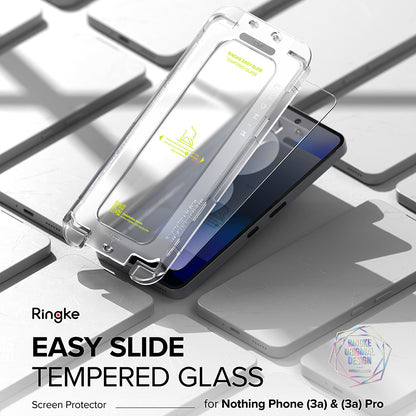 Film de protection d'écran Ringke Easy Slide pour Nothing Phone (3a) / Phone (3a) Pro, Verre trempé, Collage complet, Lot de 2 pièces