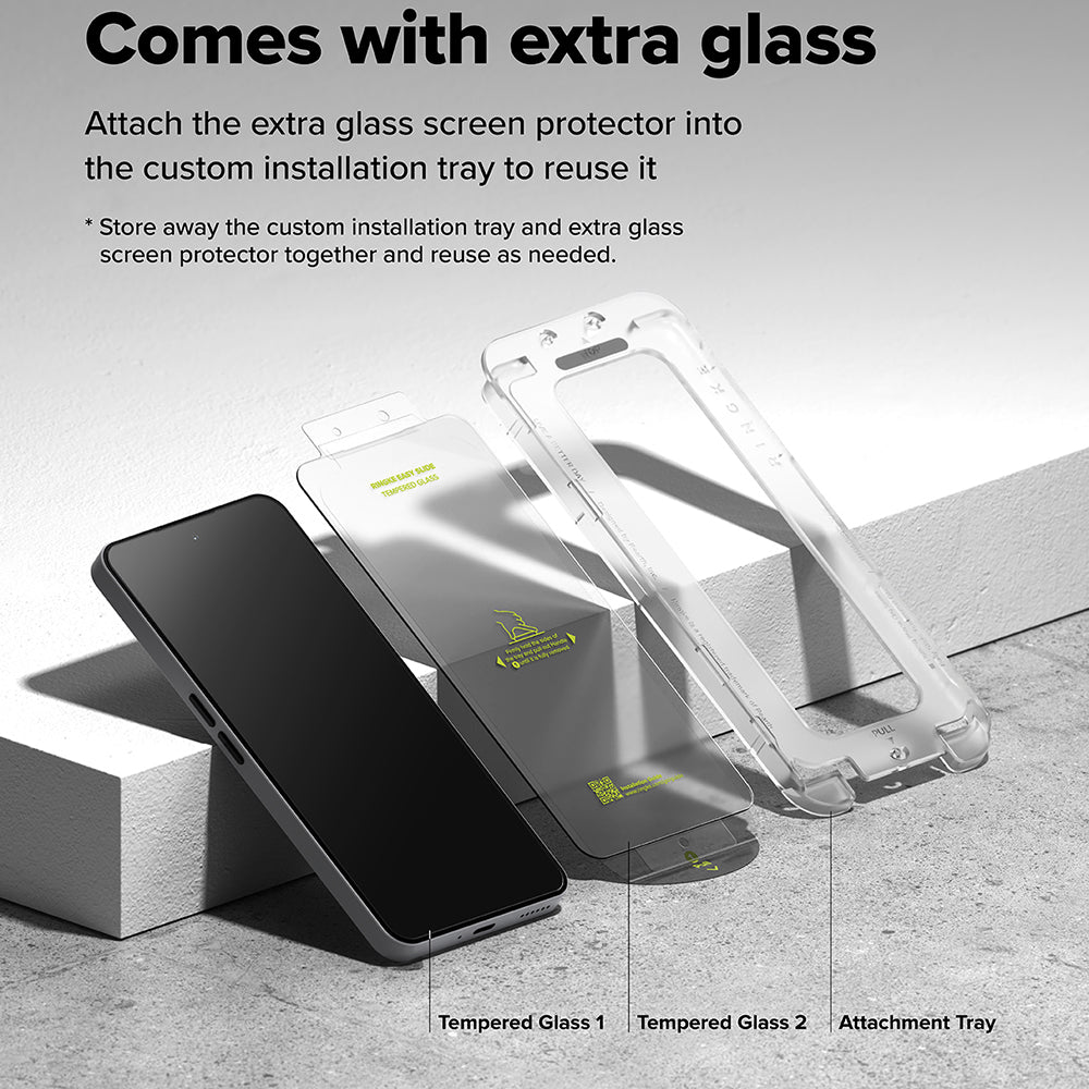 Film de protection d'écran Ringke Easy Slide pour Nothing Phone (3a) / Phone (3a) Pro, Verre trempé, Collage complet, Lot de 2 pièces