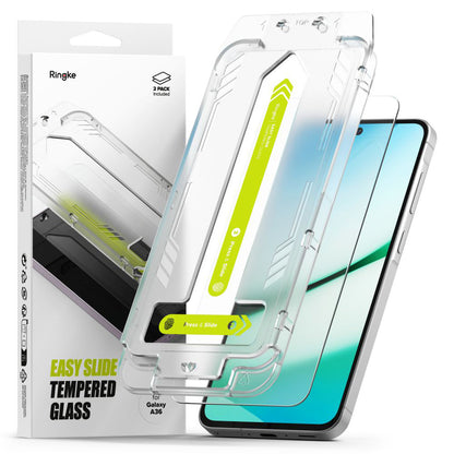 Film de protection d'écran Ringke Easy Slide pour Samsung Galaxy A36 A366, Verre trempé, Collage complet, Lot de 2 pièces