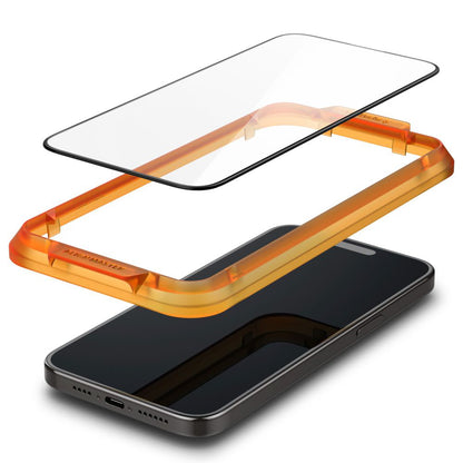 Film de protection d'écran Spigen GlastR Align Master pour Apple iPhone 15 Plus, Verre Trempé, Full Glue, Lot de 2 pièces, Noir AGL06886