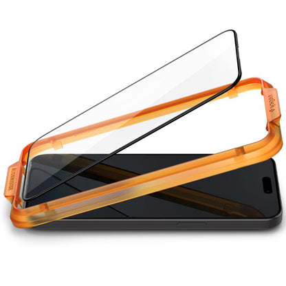 Film de protection d'écran Spigen GlastR Align Master pour Apple iPhone 15 Plus, Verre Trempé, Full Glue, Lot de 2 pièces, Noir AGL06886