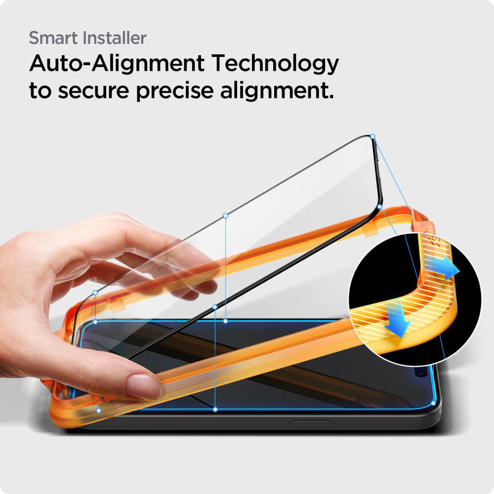 Film de protection d'écran Spigen GlastR Align Master pour Apple iPhone 15 Plus, Verre Trempé, Full Glue, Lot de 2 pièces, Noir AGL06886