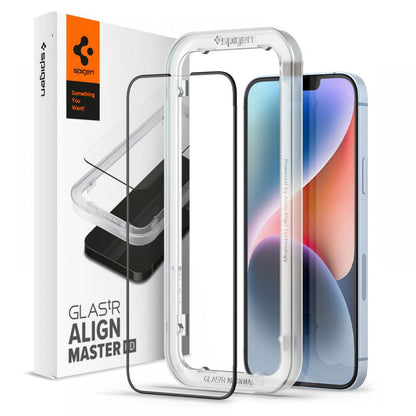 Film de protection écran Spigen GlastR Align Master pour Apple iPhone 17e / 16e / 14 / 13 Pro, Verre Trempé, Full Glue, Noir AGL03725