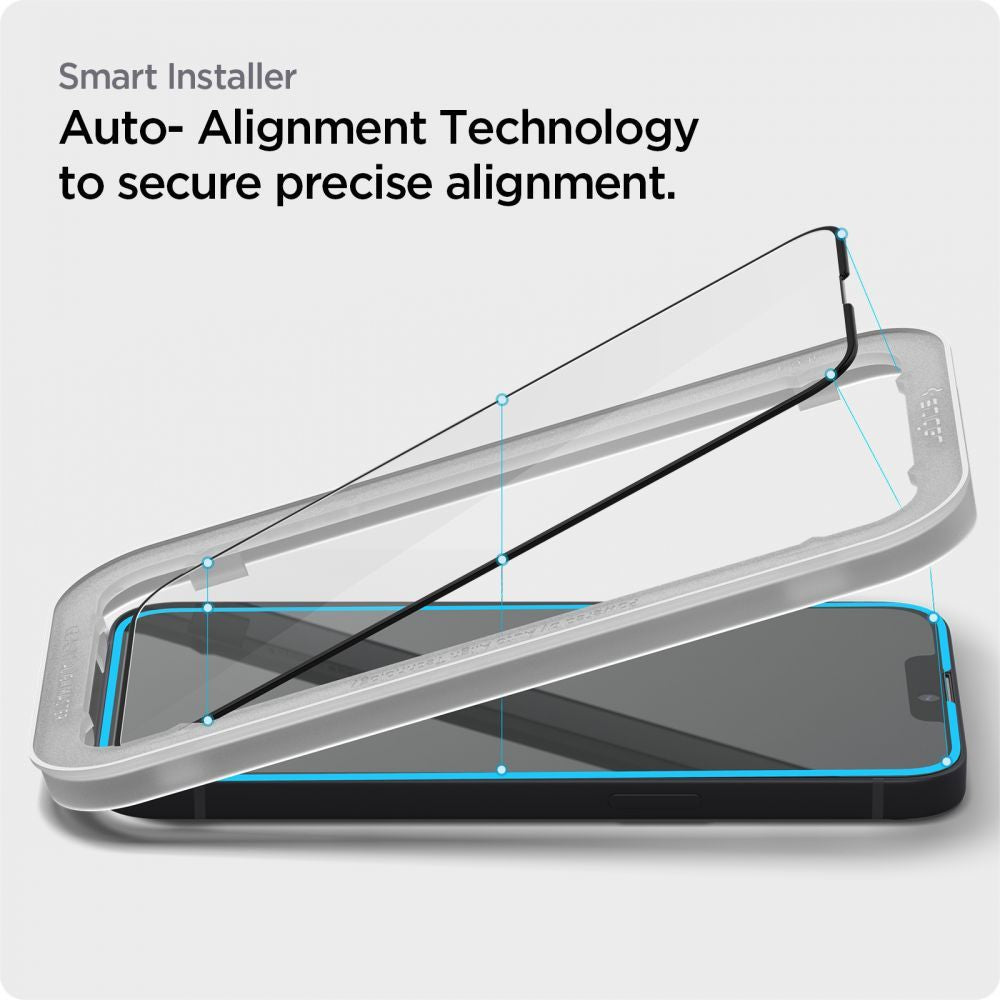 Film de protection écran Spigen GlastR Align Master pour Apple iPhone 17e / 16e / 14 / 13 Pro, Verre Trempé, Full Glue, Noir AGL03725