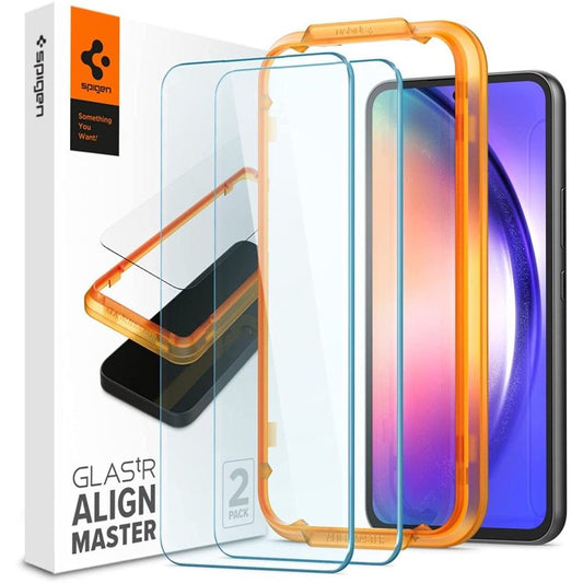 Film de protection d'écran Spigen GlastR Align Master pour Samsung Galaxy A54 A546, Verre trempé, Collage complet, Lot de 2 pièces AGL05966
