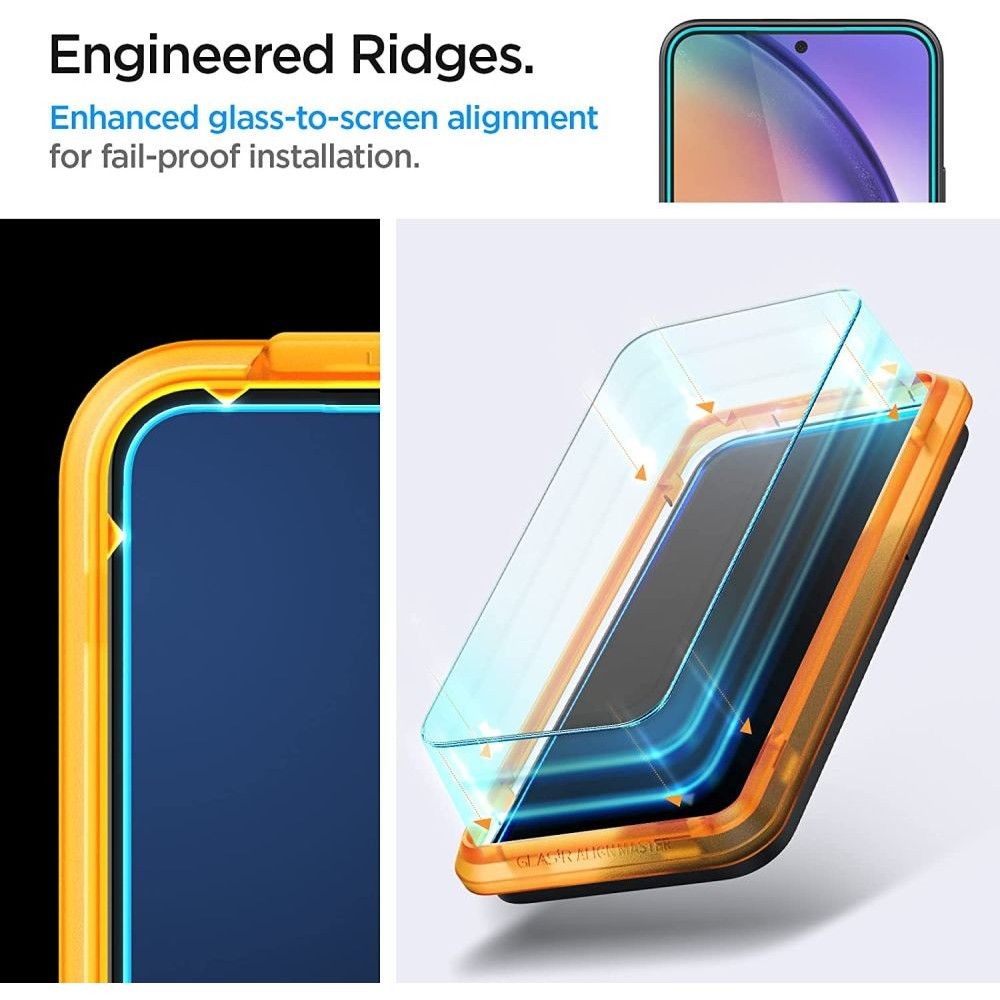 Film de protection d'écran Spigen GlastR Align Master pour Samsung Galaxy A54 A546, Verre trempé, Collage complet, Lot de 2 pièces AGL05966