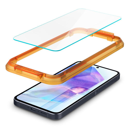 Film de protection d'écran Spigen GlastR Align Master pour Samsung Galaxy A55 5G A556, Verre Trempé, Collage Complet, Lot de 2 pièces AGL07775