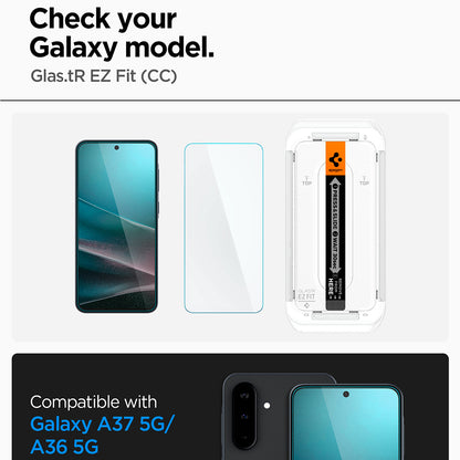 Film de protection écran Spigen GlastR EZ FIT HD pour Samsung Galaxy A37 5G / A36 A366, Verre Trempé, Full Glue, Set 2 pièces AGL11365