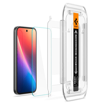 Film de protection écran Spigen GlastR EZ FIT pour Google Pixel 9a, Verre Trempé, Full Glue, Set 2 pièces AGL08938