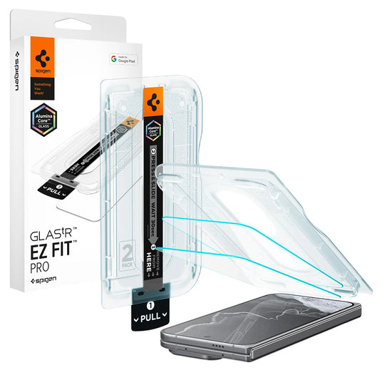 Film de protection écran extérieur Spigen GlastR EZ FIT Pro pour Google Pixel 11 Pro Fold, Verre trempé, Collage intégral, Set de 2 pièces AGL11490