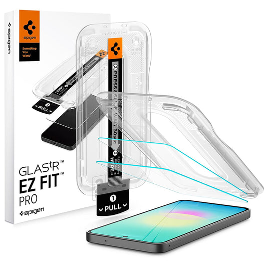 Film de protection d'écran Spigen GlastR EZ FIT Pro pour Samsung Galaxy A27 5G, Verre trempé, Collage intégral, Set de 2 pièces AGL11809