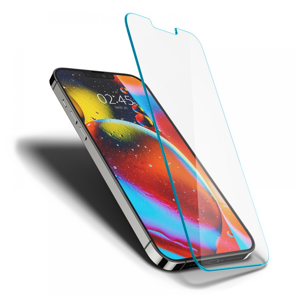 Film de protection d'écran Spigen GlastR Slim pour Apple iPhone 14 Plus / 13 Pro Max, Verre Trempé, Full Glue AGL03382