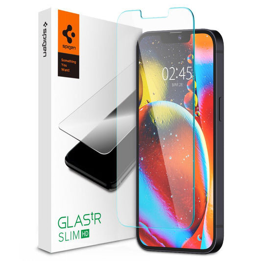 Film de protection d'écran Spigen GlastR Slim pour Apple iPhone 17e / 16e / 14 / 13 Pro, Verre Trempé, Full Glue